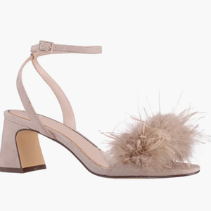 Scarpe da Sposa per Donna <span class=keywords><strong>con</strong></span> Lussuose <span class=keywords><strong>Piume</strong></span> Finte, Sandali Comodi <span class=keywords><strong>con</strong></span> Tacco a Blocco, Punta Aperta Rotonda, Cinturino alla Caviglia, <span class=keywords><strong>Tacchi</strong></span> Estivi - Product Image 1