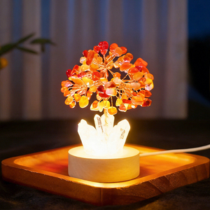 Arbre en cristal d'énergie Spirit Crystal Craft en gros, base en bois, pointe de quartz clair, arbre en cristal de guérison avec lampe - Product Image 3