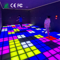 Dalles de sol LED interactives à détection de gravité pour aire de jeux à motifs, jeu d'interaction lumineuse, design carré, contrôle DMX512, RGBW, IP65