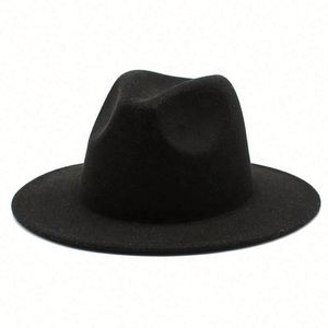 Chapeau Fedora à large bord plat, formel et décontracté, pour adultes unisexes, couleur bordeaux unie, polyester/coton, utilisation 4 saisons, vente en gros - Product Image 5