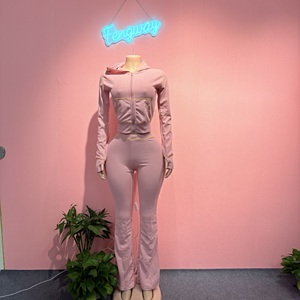 Set <span class=keywords><strong>2</strong></span> pezzi da donna 2025 autunno in tinta unita Casual Waffle a maniche lunghe con cappuccio completo tuta da salotto - Product Image 3