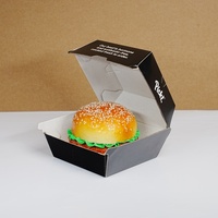 Boîte à hamburger personnalisée avec logo imprimé, écologique, biodégradable, en carton ondulé de qualité alimentaire, avec laminage mat, matériaux recyclés