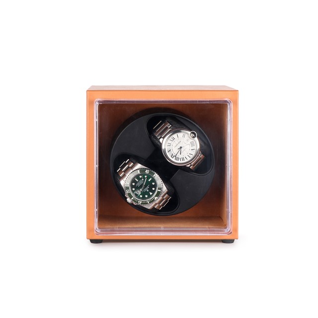 Automatic Rotating Leather Cheap Watch Winder Box Smart Gyro orbit High Quality Custom Display Grain Drower Black 2 Slot