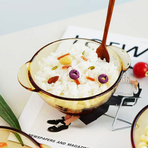 Nouveau Style bol à fruits verre Double oreille verre <span class=keywords><strong>bagatelle</strong></span> bol résistant à la chaleur bols à salade verre - Product Image 2