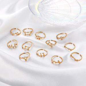 Anillos con 12 Constelaciones, anillo abierto de moda, el mejor amigo de la suerte, regalo, Horóscopo <span class=keywords><strong>del</strong></span> zodiaco, Color dorado, novedad de <span class=keywords><strong>2022</strong></span> - Product Image 4