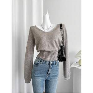 Suéter de Punto Personalizado para Mujer, Manga Larga, Cuello en V, Casual, Ajustado, Otoñal, Antipilling, 16 Gg - Product Image 1