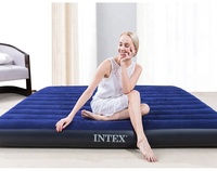 INTEX 64757 Blue Classic Flocking Indoor And Outdoor Folding Single Mattress Bed