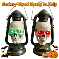 Lanterne Tête de Squelette d'Halloween Lumineuse Portable en Plastique, Décoration Gothique Vintage pour Fête, Décoration Maison Hantée
