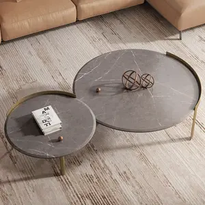 Modern Simple Metal Round Tray Movable Coffee Table Industrial Style Round Tray Metal Frame End Table Luxury Bedroom Side Table