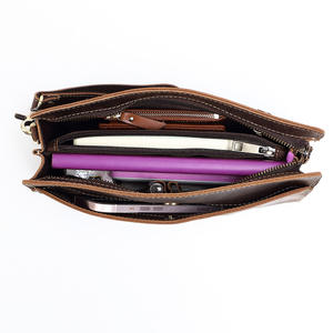 Bolso de mano de cuero de Caballo <span class=keywords><strong>loco</strong></span> de lujo para hombre de estilo vintage, bolso de mano con cremallera, correa de muñeca desmontable portátil RFID - Product Image 3