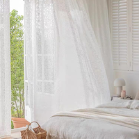 Cortina de Voile de Lujo con Encaje Floral Calado, Directo de Fábrica, Transparente, Suave y Ligera, para Ventana de Dormitorio