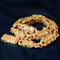 Collier en forme de dollar serti de zircons CZ pour hommes, en laiton micro-pavé, chaîne cubaine hip-hop, plusieurs longueurs, bijoux rap, vente en gros