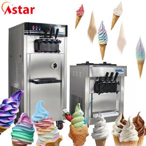 Mesin Es Krim Stainless Steel 3 Rasa Komersial Mesin Es Krim Lembut