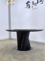 Table à manger ronde de luxe italienne moderne avec plateau tournant Lazy Susan, ensemble de table à manger pour 8 personnes, pieds en bois, marbre