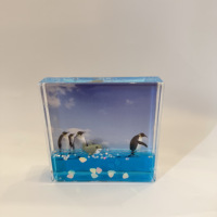Cadre photo flottant en acrylique 4x4 pouces, thème océan, décoration saisonnière, cadeau de vacances, souvenirs, figurines de requins et de poissons