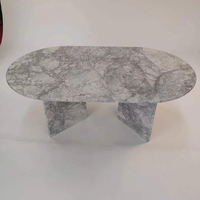 Table basse ovale en marbre gris naturel OEM/ODM, décoration d'intérieur, table centrale en pierre pour hall d'hôtel, salon de luxe, mobilier moderne