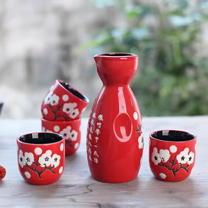 Tasses à vin Sakura vides rétro japonaises ensemble de saké <span class=keywords><strong>bouteille</strong></span> <span class=keywords><strong>noire</strong></span> avec logo - Product Image 3