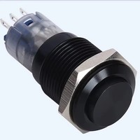 Interrupteur à bouton-poussoir métallique 16 mm 1NO1NC (PM162H-11/S) en acier inoxydable, aluminium noir, laiton nickelé CE/ROHS pour IP40