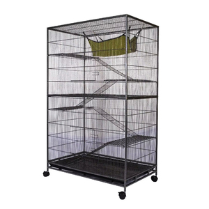 Haute qualité luxe pliable grande maison pour animaux de compagnie en métal 4 couches lapin huches chat <span class=keywords><strong>Cage</strong></span> avec plate-forme et escalier chaton volière