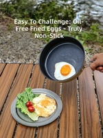 Ensemble de cuisine de camping empilable et emboîtable, kit portable de casseroles, bouilloires et poêles pour l'extérieur avec sac de rangement en filet pour le camping, la randonnée et les pique-niques