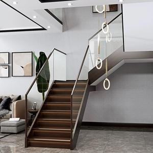 Escalier en bois massif de chêne rouge américain moderne de haute qualité avec garde-corps en verre, design à double <span class=keywords><strong>poutre</strong></span>, adapté à une utilisation en intérieur - Product Image 4