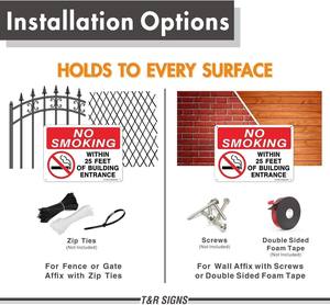 Panneau d'interdiction de fumer haute visibilité à moins de 25 <span class=keywords><strong>pieds</strong></span>, panneau d'avertissement réfléchissant en aluminium pour la sécurité des entrées de bâtiments - Product Image 4
