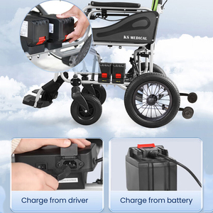 KSM-505 Lightweight Foldable Wheelchair Portable Aluminum Power <b>Electric</b> Wheelchair with Lithium Battery Max Load 120 KGS - Product Image 2