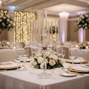 Centrotavola EG-M83 di alta qualità per matrimoni ed eventi, portacandele trasparente a 5 teste - Product Image 6