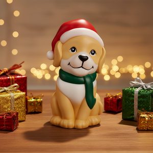 BOHUI 9-Inch Battery-Operated Eco-Friendly <b>Plastic</b> Christmas <b>Animal</b> Dog Ornament with LED Lights for Indoor Living Room Decor - Product Image 2