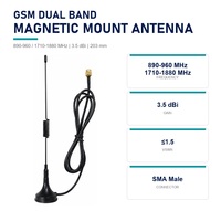 Antenne magnétique GSM 890-960 1710-1880 MHz 3,5 dBi Whip SMAMale 3 m RG174 pour routeur, répéteur, passerelle et appareils IoT