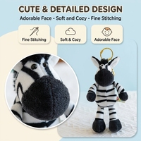 Porte-clés en peluche zèbre mignon, prêt à être expédié, pendentif animal de la jungle en peluche, breloque de sac, accessoire Kawaii CE EN71 CPC