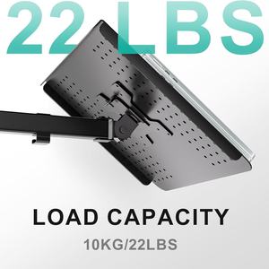 Support pour ordinateur portable en métal noir avec plateau pour moniteur et bras mécanique inclinable à 90 degrés, <span class=keywords><strong>32</strong></span> pouces en stock - Product Image 2