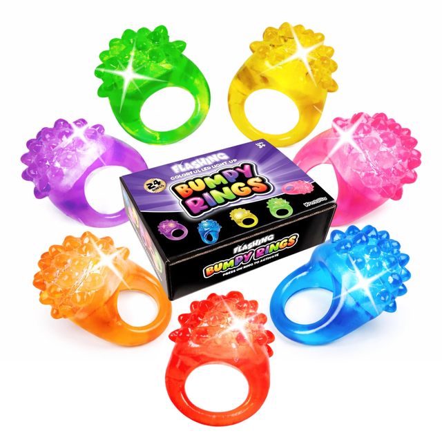 24 Pack LED Light up Rings for Kids Bulk - Flashing Colorful LED Finger Lights Party Favors for Fun