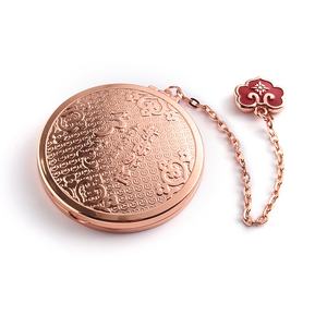 Miroir pliant double face compact et exquis, style chinois, avec chaîne en métal et pompon, tendance - Product Image 4