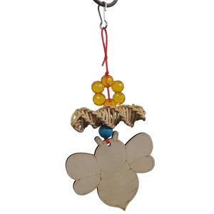 Venta caliente de madera <span class=keywords><strong>trabajadora</strong></span> pequeña abeja y loro juguete colorido ratán tejido cadena pájaro juguete transfronterizo Color aleatorio - Product Image 5