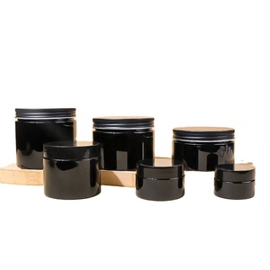 Factory Wholesale Custom <b>Empty</b> Glossy Matte Black Dark Pet Cosmetic Face Cream <b>Jar</b> PP Material Screw Skin Care Serum Container - Product Image 1