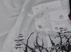 Camisa de Manga Corta con Botones para Hombre <span class=keywords><strong>MZN</strong></span>, Estilo Gótico con Espinas y Grafiti, 100% Poliéster, Ropa Urbana Y2K, Hip Hop, Logos - Product Image 5