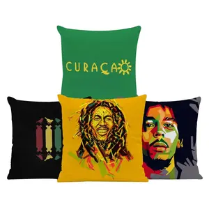 Bob Marley Jamaica Hip-hop Reggae Godfather Weed French Linen Cushion Cover for Lounger Chair