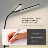 Lampe de bureau à clip à double tête à col de cygne moderne, protection des yeux, LED, télécommande, hauteur réglable, lampe de bureau pour dortoir, ordinateur