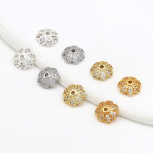 Zircon Flower Holder 14K Gold Plated <b>Copper</b> DIY Jewelry Accessories For <b>Bracelet</b> Making Silver White Gold 18K Gold Flower Shape - Product Image 4