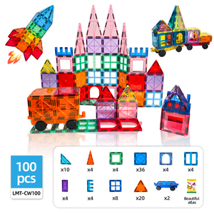 Nouveauté blocs magiques colorés <span class=keywords><strong>de</strong></span> 100 pièces bloc <span class=keywords><strong>de</strong></span> <span class=keywords><strong>construction</strong></span> <span class=keywords><strong>magnétique</strong></span> à aimant ensemble <span class=keywords><strong>de</strong></span> <span class=keywords><strong>construction</strong></span> carreaux magnétiques pour enfants - Product Image 2