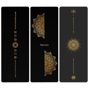 Tapete de <span class=keywords><strong>Yoga</strong></span> Profesional de Caucho Natural PU Antideslizante con Diseño de Mandala Dorado, Ecológico, Grado Estudio, 1830 x 680 x 5 mm, Precio de Fábrica - Product Image 1