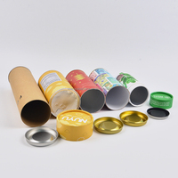 Thé riz épice chocolat gommeux capsule poudre supplément rond boîtes recyclables tube de papier carton de qualité alimentaire avec couvercle en métal