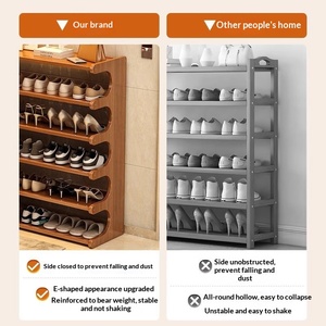 6-tier Bamboo <strong>Shoe</strong> <strong>Rack</strong> Simple Multi-layer Dustproof Wide Narrow Doorway Indoor Outdoor Household <strong>Storage</strong> - Product Image 5