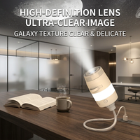 Projecteur LED USB Étoiles - 13 Films, Lumière Nocturne Dimmable, Design PC Moderne, Plafonnier de Chambre, Col de Cygne Réglable, Plug & Play
