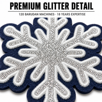 Patch Glitter Salju Musim Dingin, Aplikasi Felt Natal, Bordir Tempel Setrika, Dekorasi Liburan Natal, Pabrik OEM