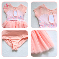 Robe de tutu de ballet à manches courtes en maille avec empiècements ALB009, vêtements de performance pour filles, vêtements de danse pour l'entraînement au ballet