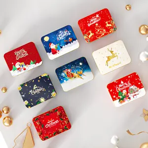 Support custom christmas 12*9*H4cm empty candy chocolate food gift metal container Square Rectangular tin box