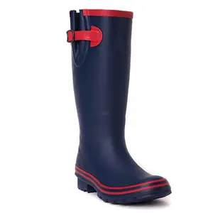 Su geçirmez kaymaz vulkanizasyon Custom Made uzun yağmur ayakkabıları kauçuk Gumboots kadınlar için