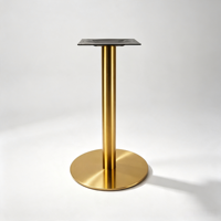 Base de table moderne en or à colonne unique avec pieds de table en métal, plateau en pierre frittée marbrée pour café, restaurant, usage domestique